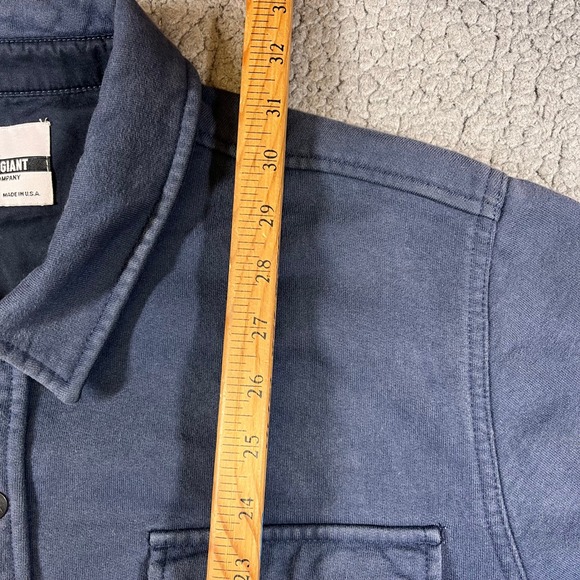 American Giant Mens XL Fleece Lined Shirt Jacket Snap Front Blue Made in USA - Picture 4 of 10